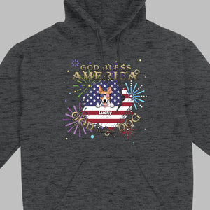 Personalized USA Flag Dog Shirt – God Bless America Fireworks Design - 89Prints