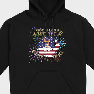 Personalized USA Flag Dog Shirt – God Bless America Fireworks Design - 89Prints