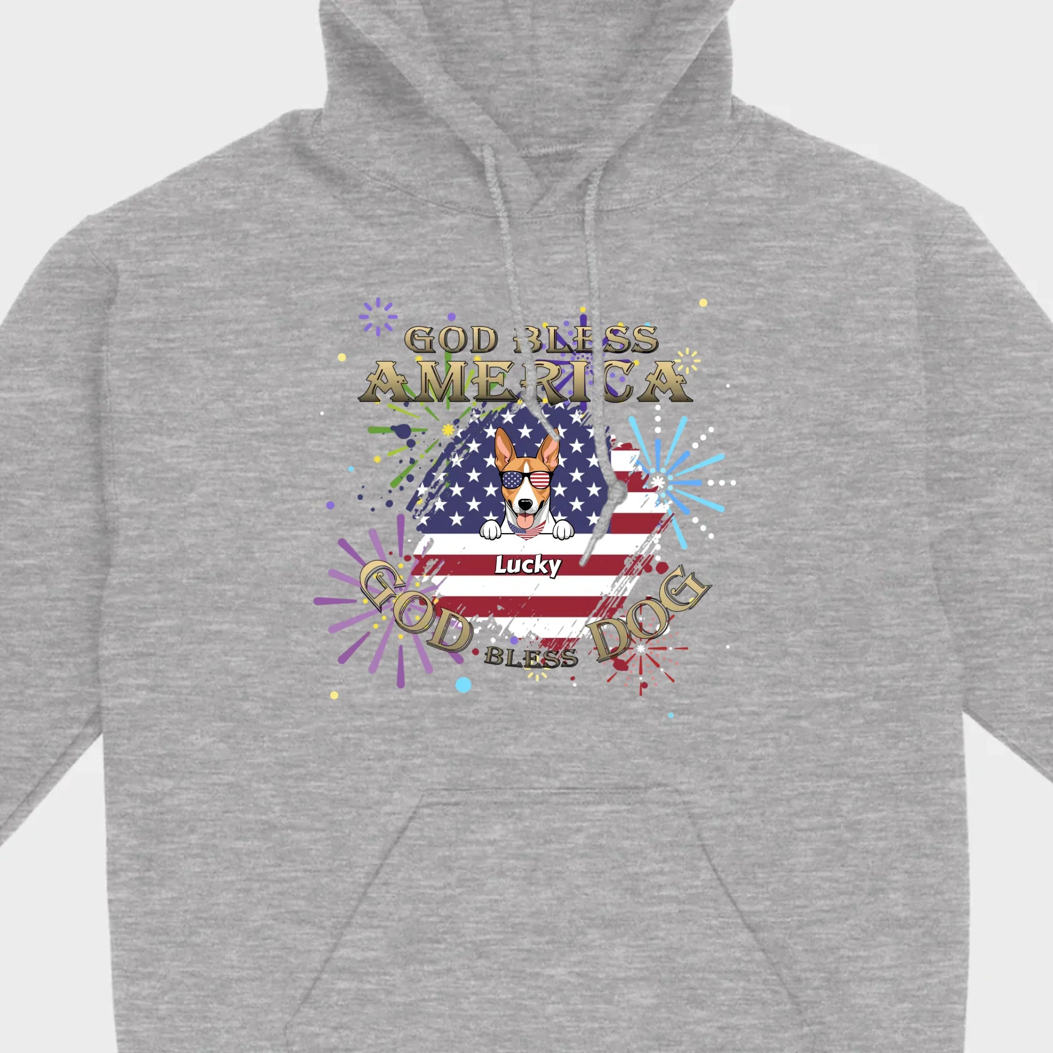 Personalized USA Flag Dog Shirt – God Bless America Fireworks Design - 89Prints
