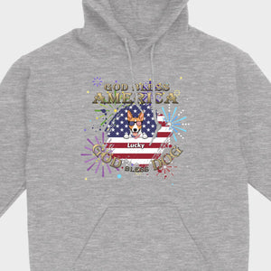 Personalized USA Flag Dog Shirt – God Bless America Fireworks Design - 89Prints