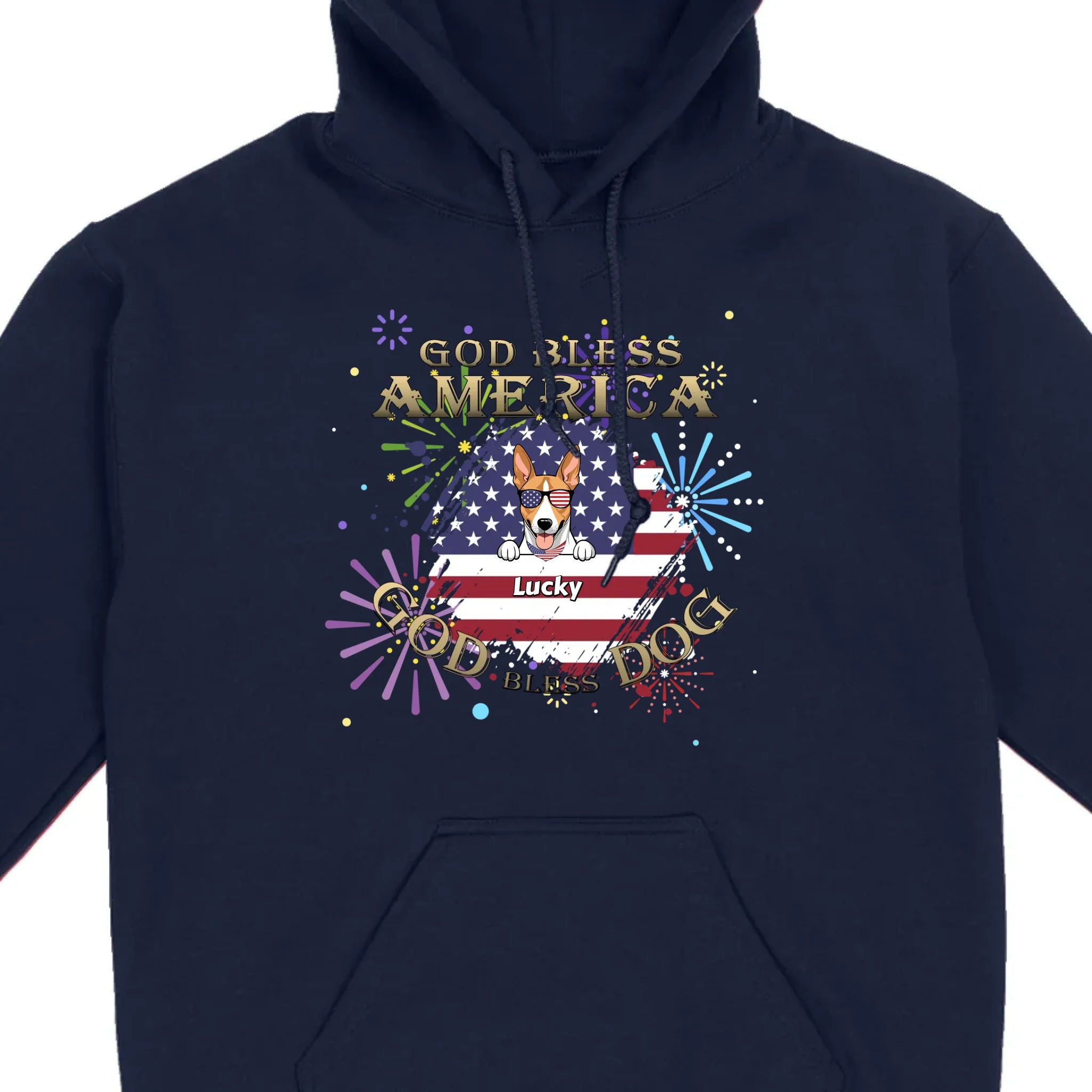 Personalized USA Flag Dog Shirt – God Bless America Fireworks Design - 89Prints