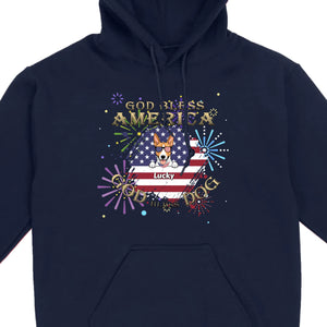 Personalized USA Flag Dog Shirt – God Bless America Fireworks Design - 89Prints