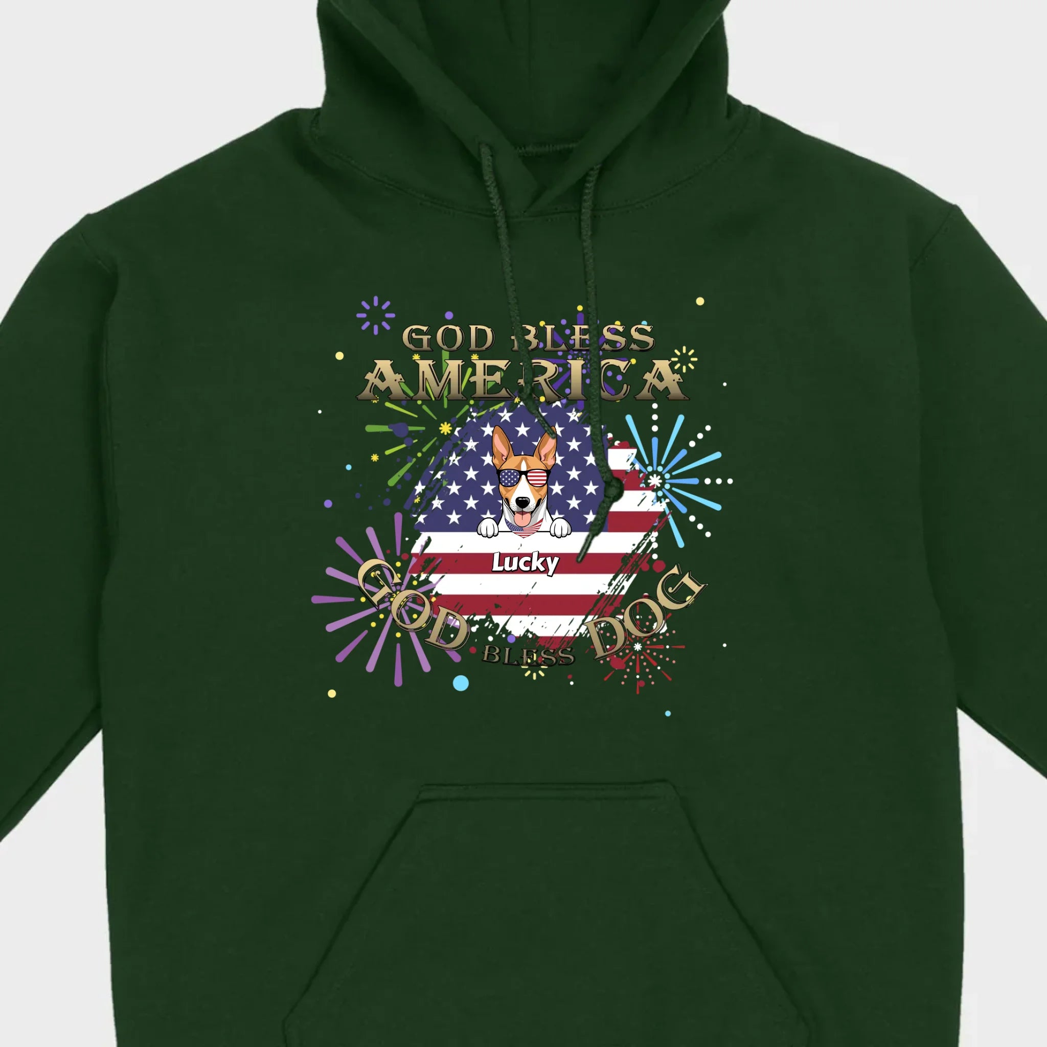 Personalized USA Flag Dog Shirt – God Bless America Fireworks Design - 89Prints
