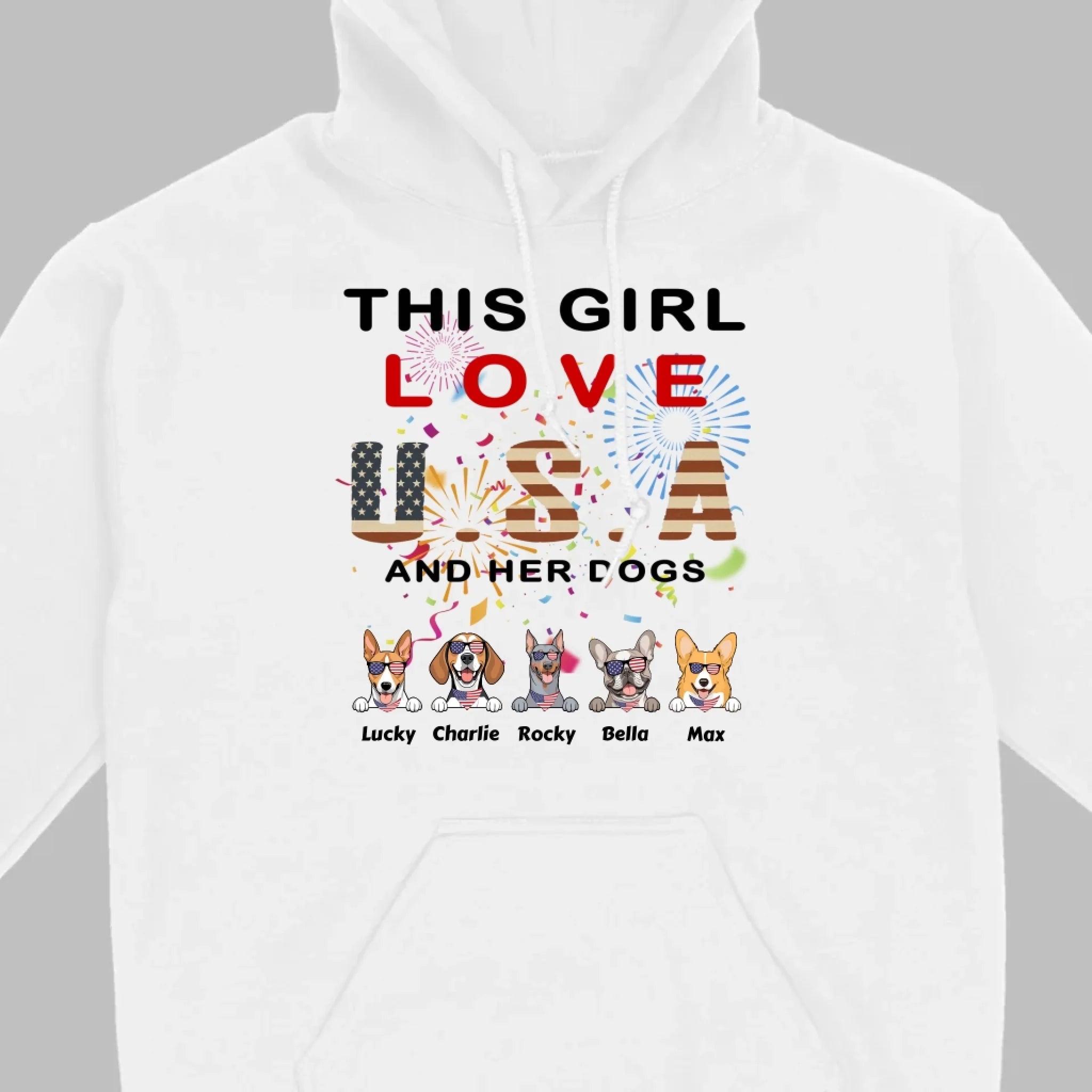 This Girl Loves the USA and Dogs Hoodie – Patriotic Dog Lover Design - 89Prints