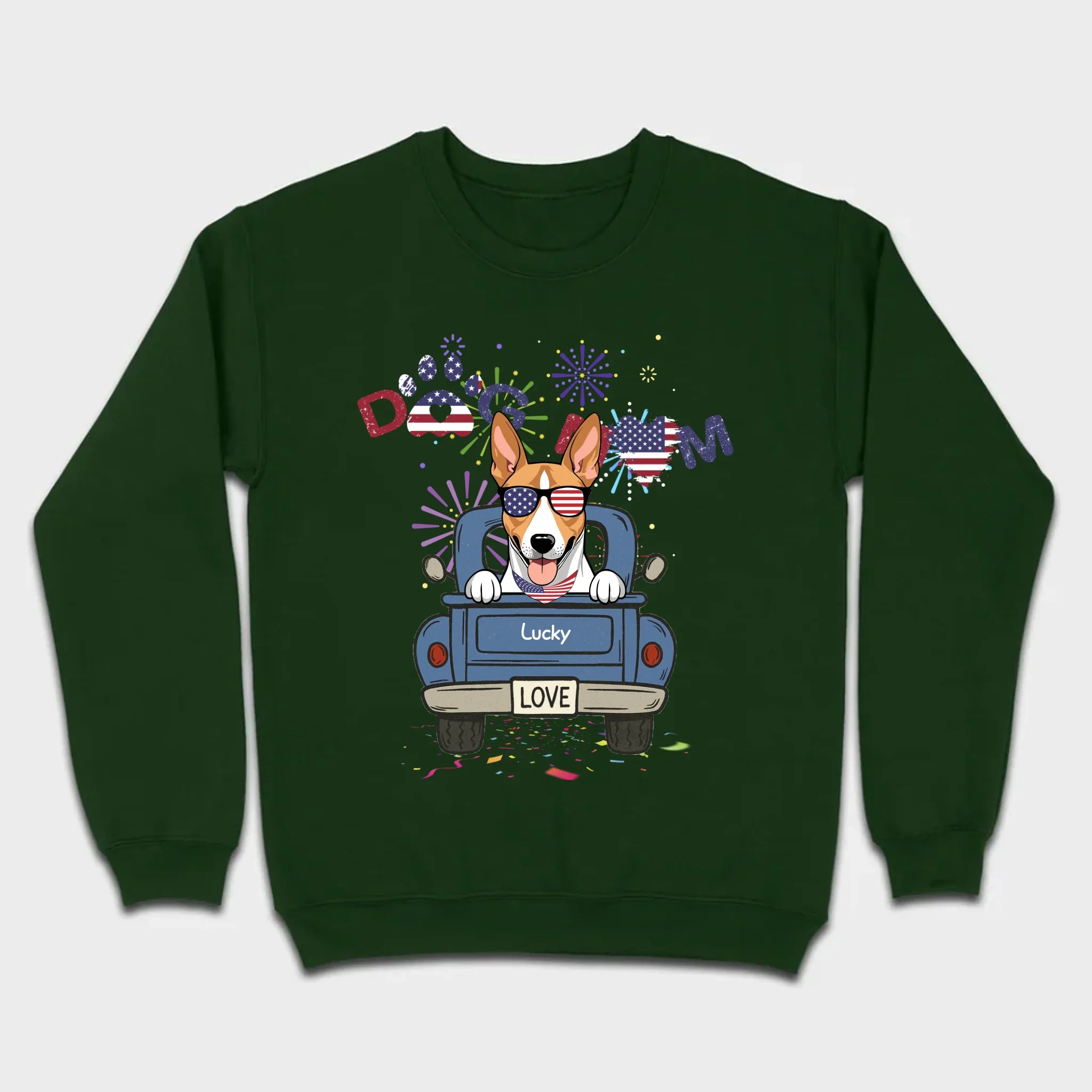 Dog Mom Patriotic Tee – Fun Fireworks & American Flag Dog Art - 89Prints