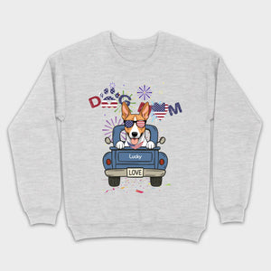 Dog Mom Patriotic Tee – Fun Fireworks & American Flag Dog Art - 89Prints