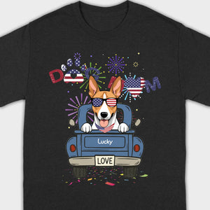 Dog Mom Patriotic Tee – Fun Fireworks & American Flag Dog Art - 89Prints