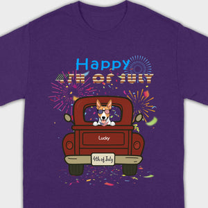 American Pup 4th of July Hoodie – Red Truck & Festive Fireworks - 89Prints