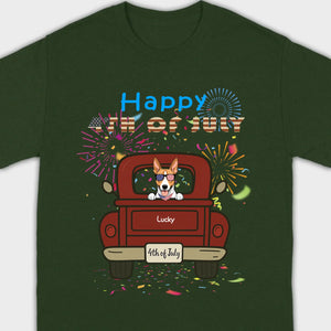 American Pup 4th of July Hoodie – Red Truck & Festive Fireworks - 89Prints