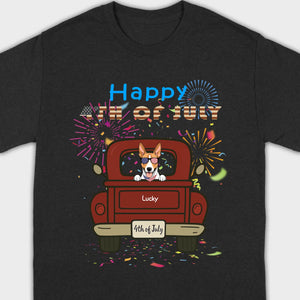 American Pup 4th of July Hoodie – Red Truck & Festive Fireworks - 89Prints