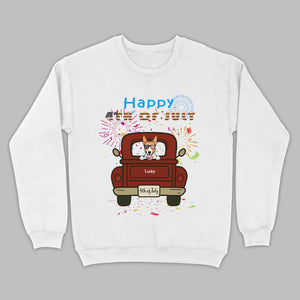 American Pup 4th of July Hoodie – Red Truck & Festive Fireworks - 89Prints