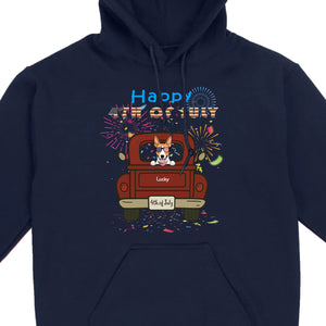 American Pup 4th of July Hoodie – Red Truck & Festive Fireworks - 89Prints
