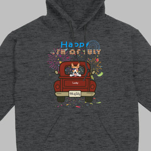 American Pup 4th of July Hoodie – Red Truck & Festive Fireworks - 89Prints