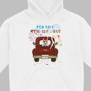 American Pup 4th of July Hoodie – Red Truck & Festive Fireworks - 89Prints