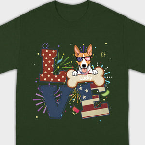 Customizable 4th of July Dog Tee – Add Your Dog’s Name Patriotic Fireworks Shirt - 89Prints