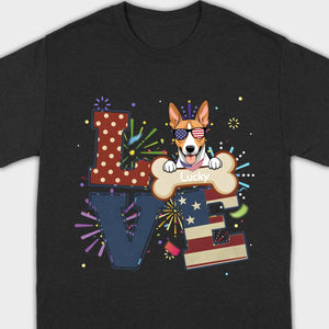 Customizable 4th of July Dog Tee – Add Your Dog’s Name Patriotic Fireworks Shirt - 89Prints