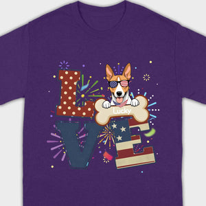 Customizable 4th of July Dog Tee – Add Your Dog’s Name Patriotic Fireworks Shirt - 89Prints