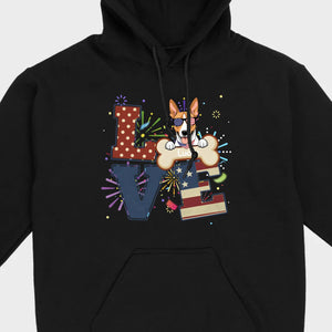 Customizable 4th of July Dog Tee – Add Your Dog’s Name Patriotic Fireworks Shirt - 89Prints