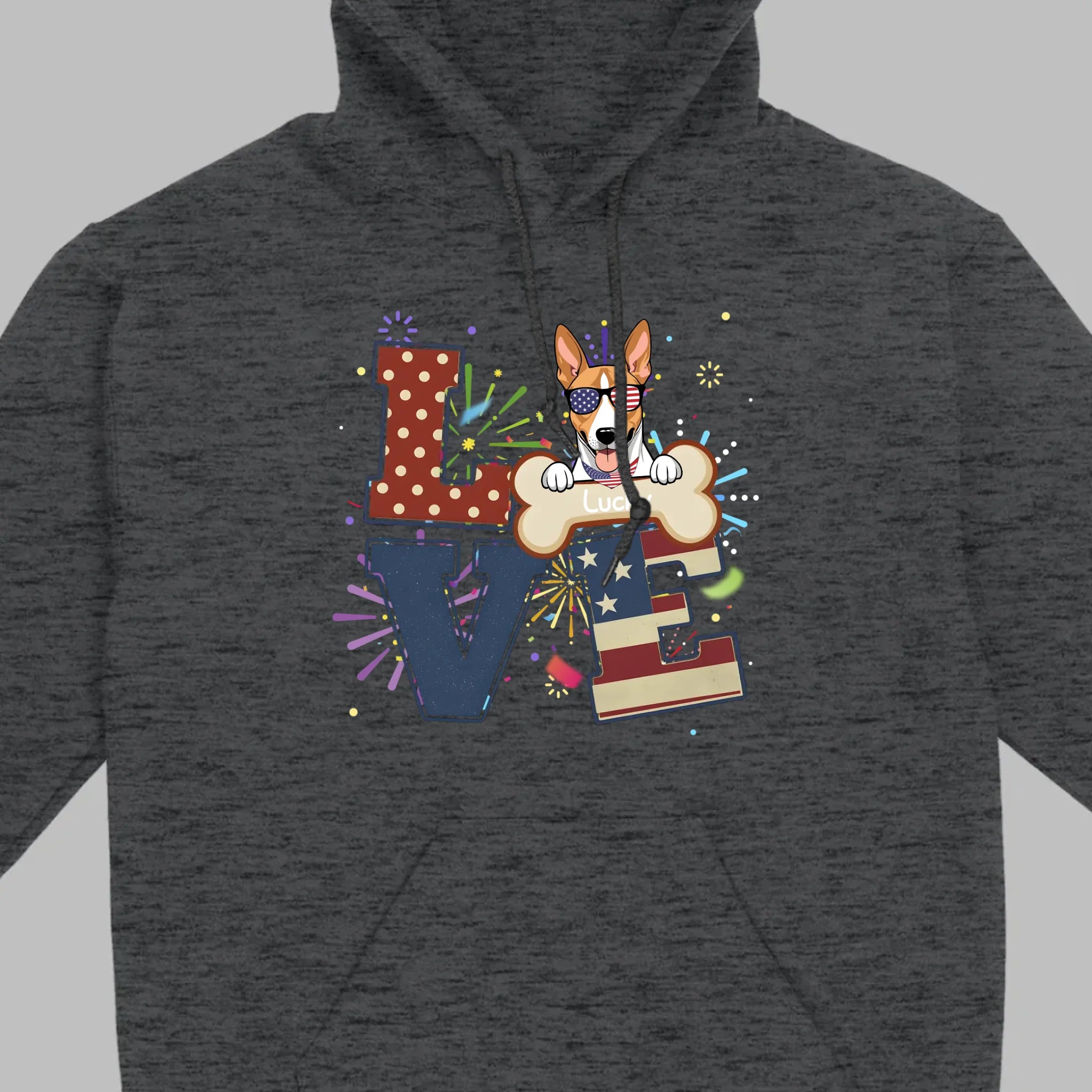 Customizable 4th of July Dog Tee – Add Your Dog’s Name Patriotic Fireworks Shirt - 89Prints