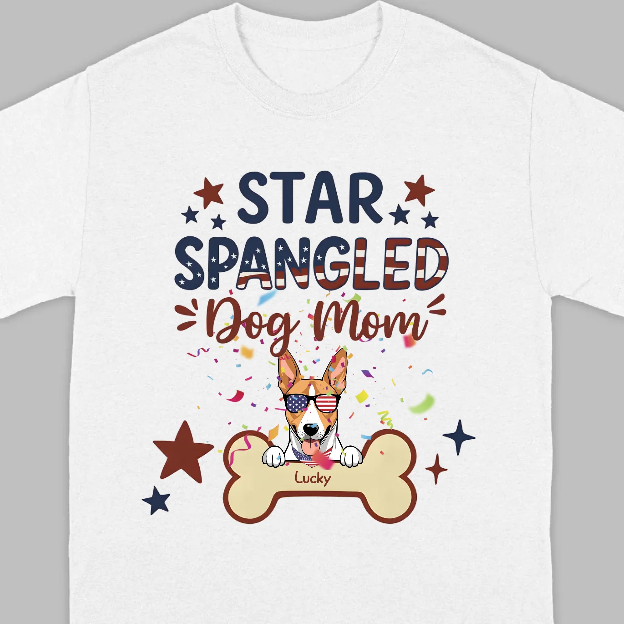 Star Spangled Dog Mom T-Shirt – Patriotic Dog Mom Shirt with Cute American Flag Dog - 89Prints