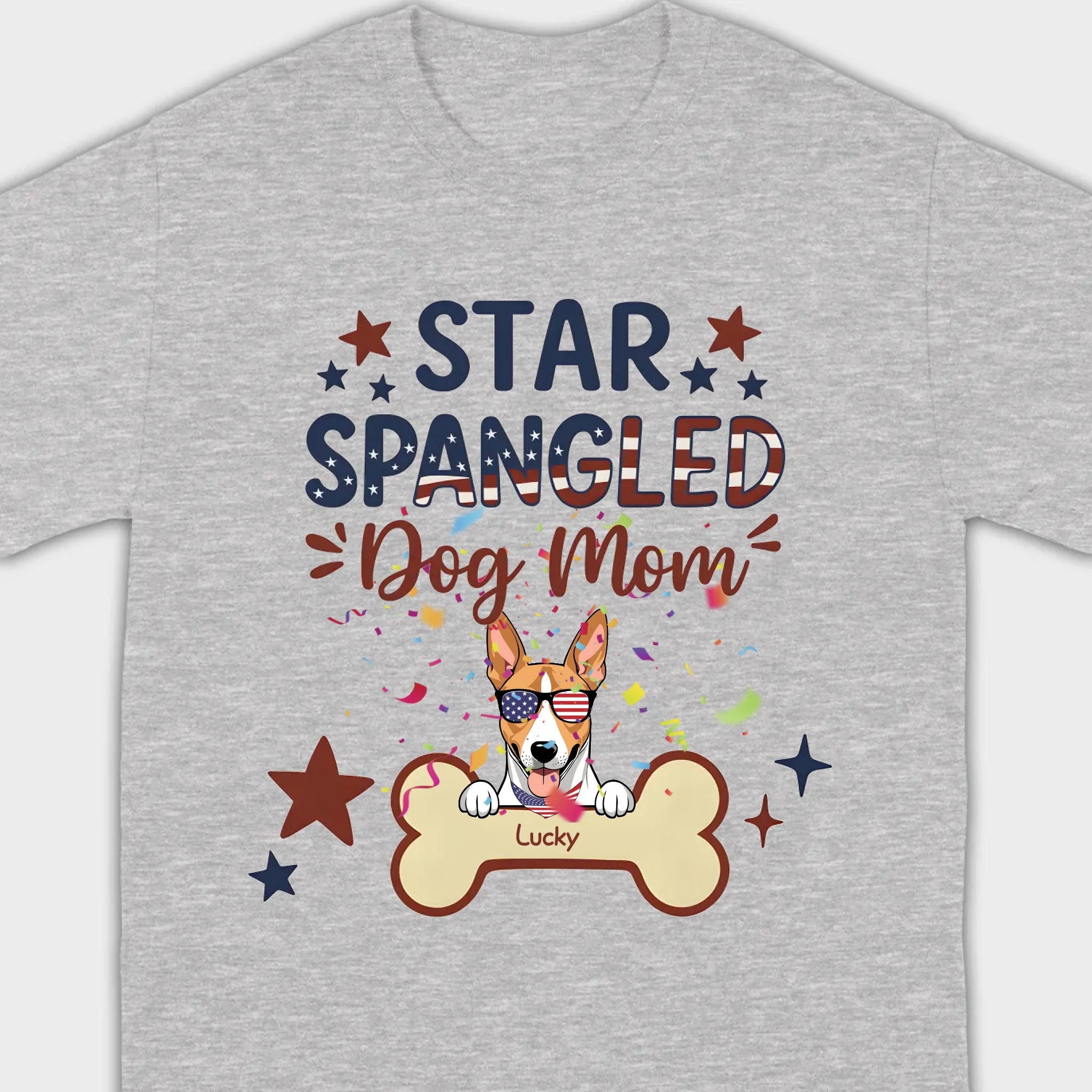 Star Spangled Dog Mom T-Shirt – Patriotic Dog Mom Shirt with Cute American Flag Dog - 89Prints