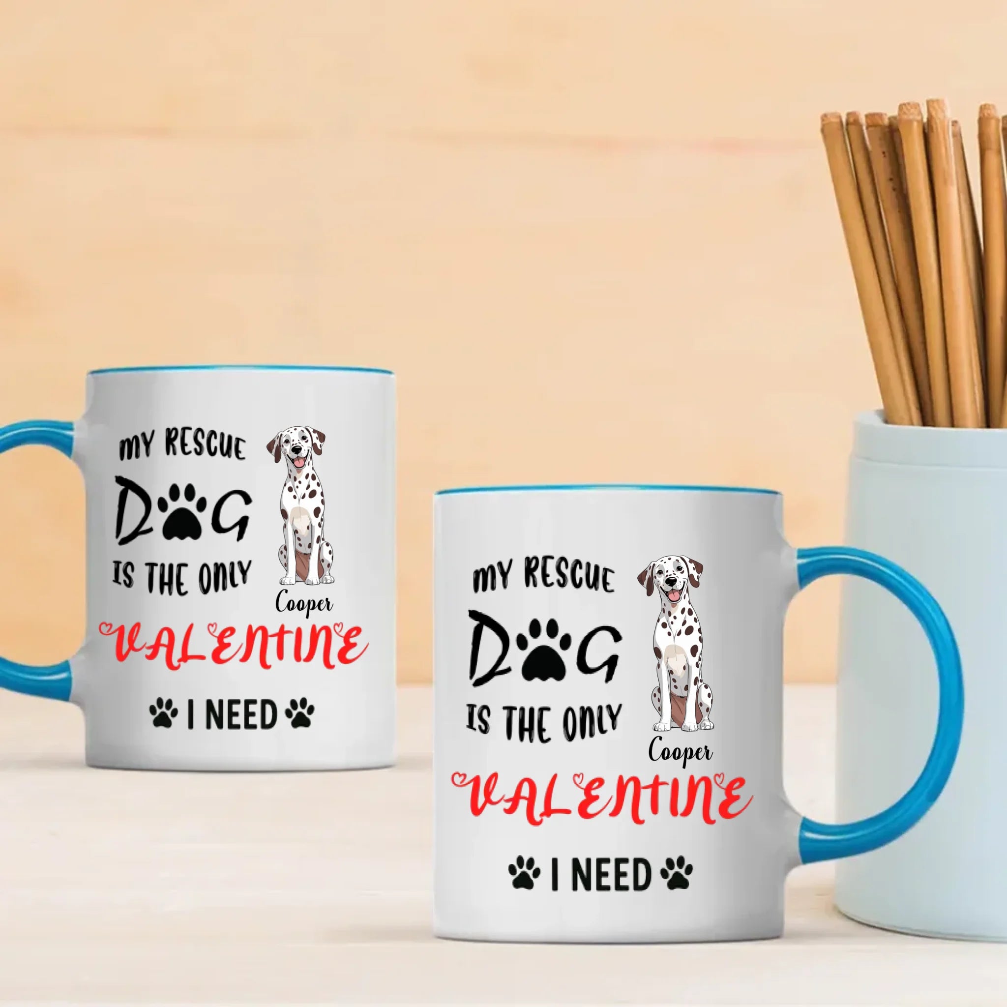 Warm & Heartfelt Valentine Dog Mug – Personalized Pet Illustration – 89Prints