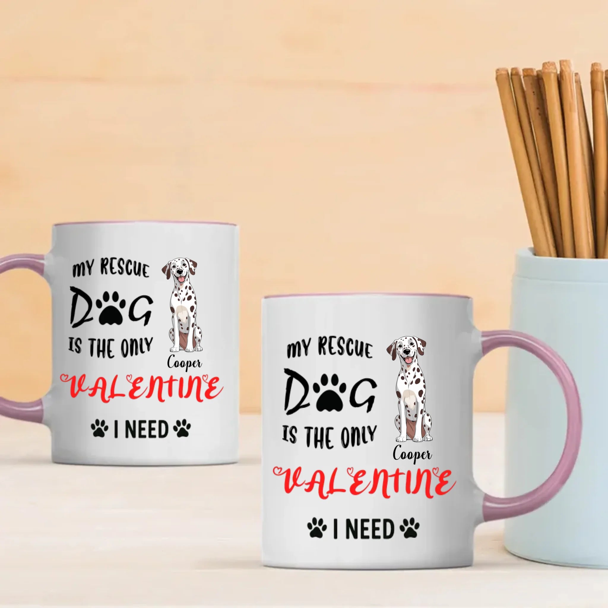 Warm & Heartfelt Valentine Dog Mug – Personalized Pet Illustration – 89Prints