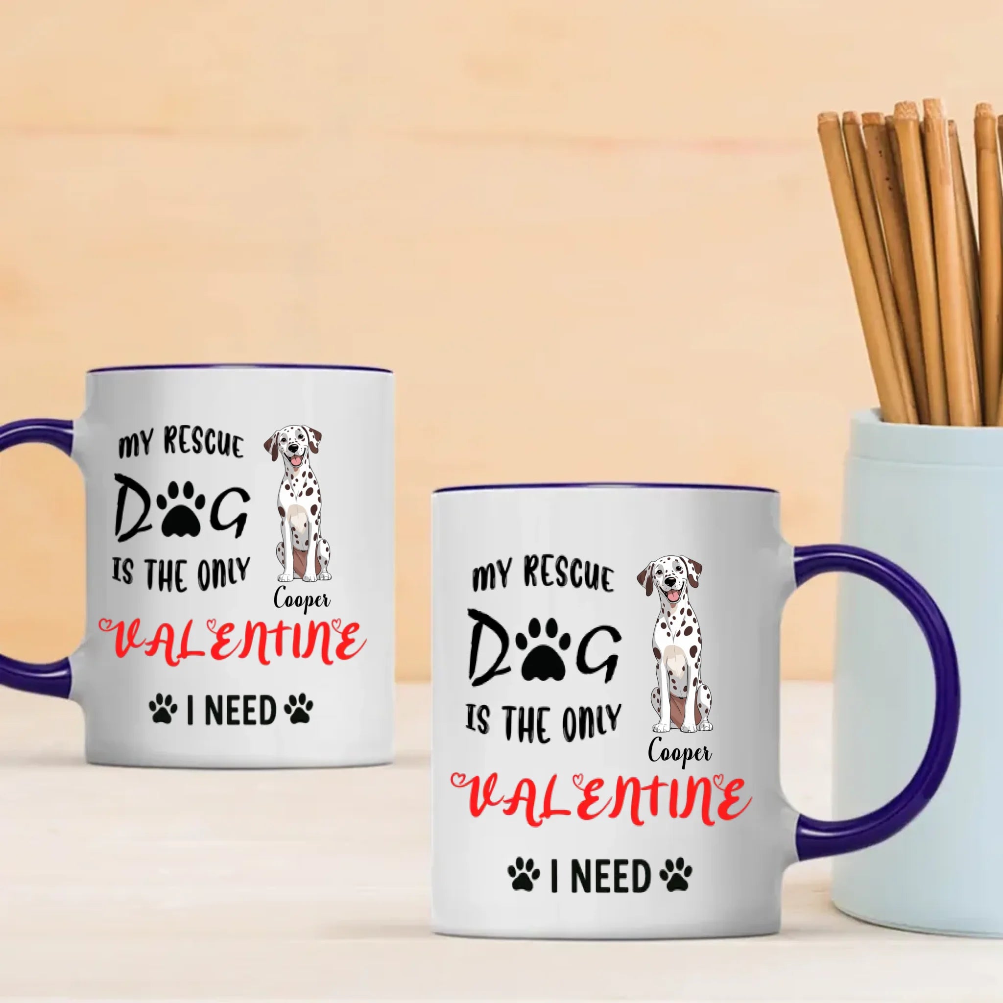 Warm & Heartfelt Valentine Dog Mug – Personalized Pet Illustration – 89Prints