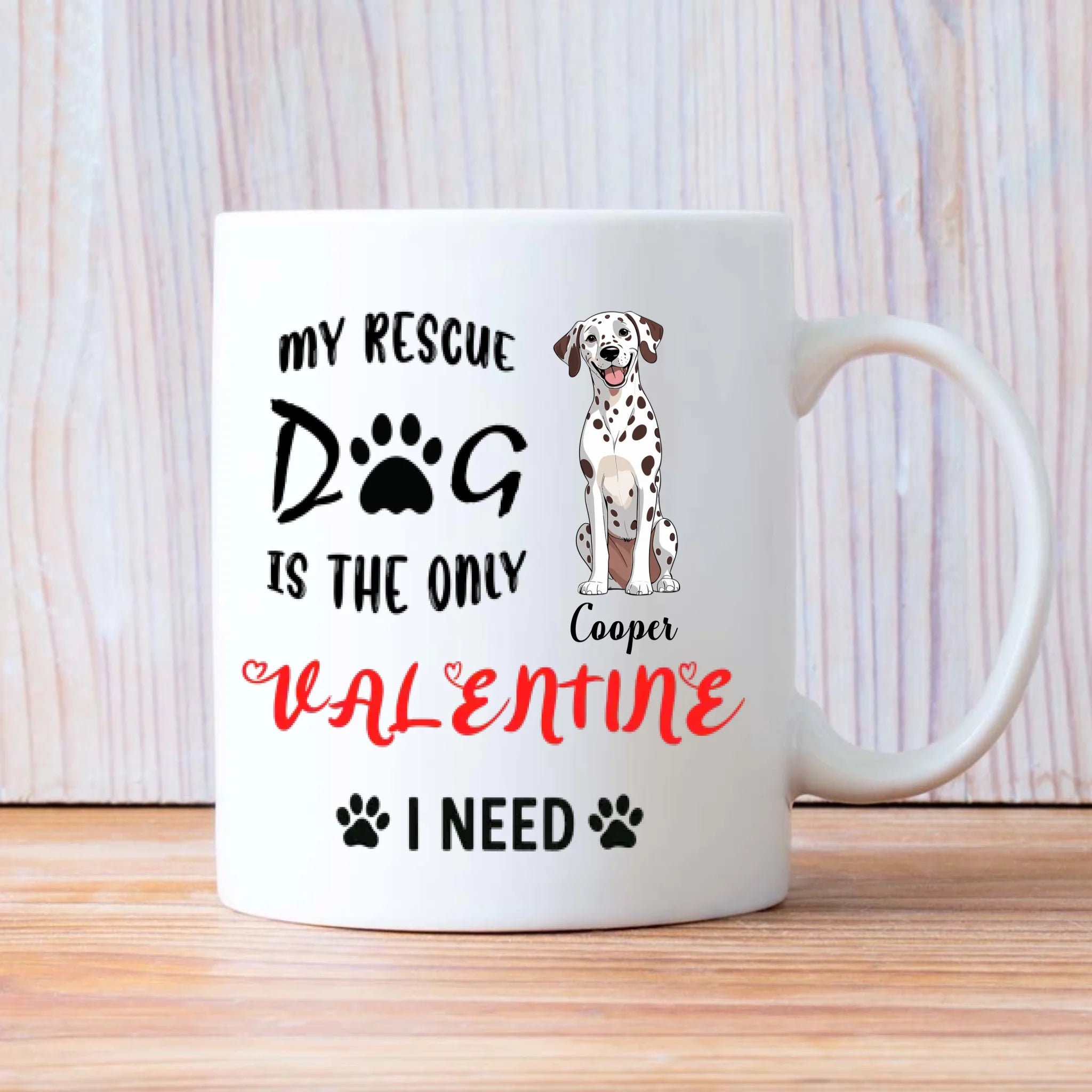 Warm & Heartfelt Valentine Dog Mug – Personalized Pet Illustration – 89Prints