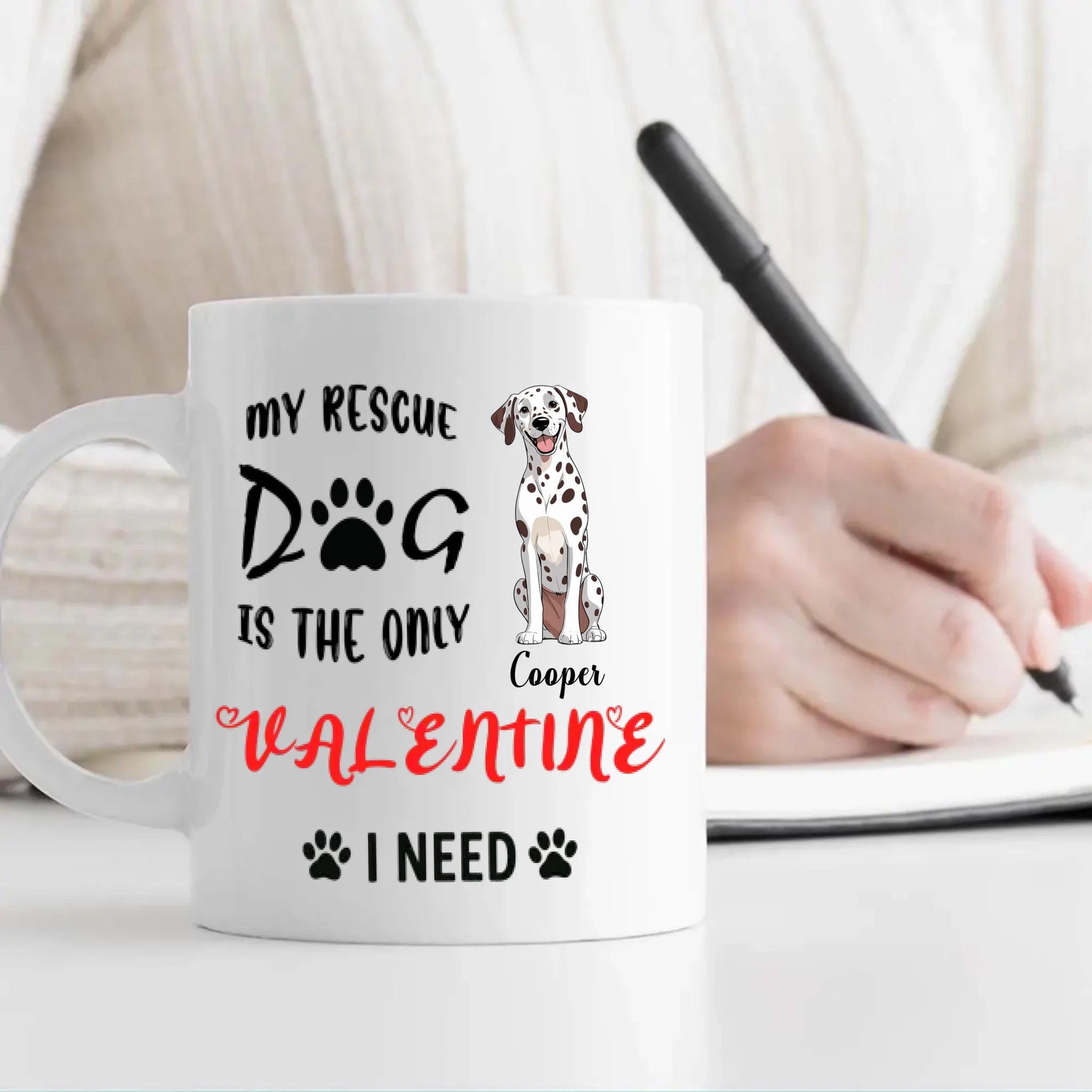 Warm & Heartfelt Valentine Dog Mug – Personalized Pet Illustration – 89Prints