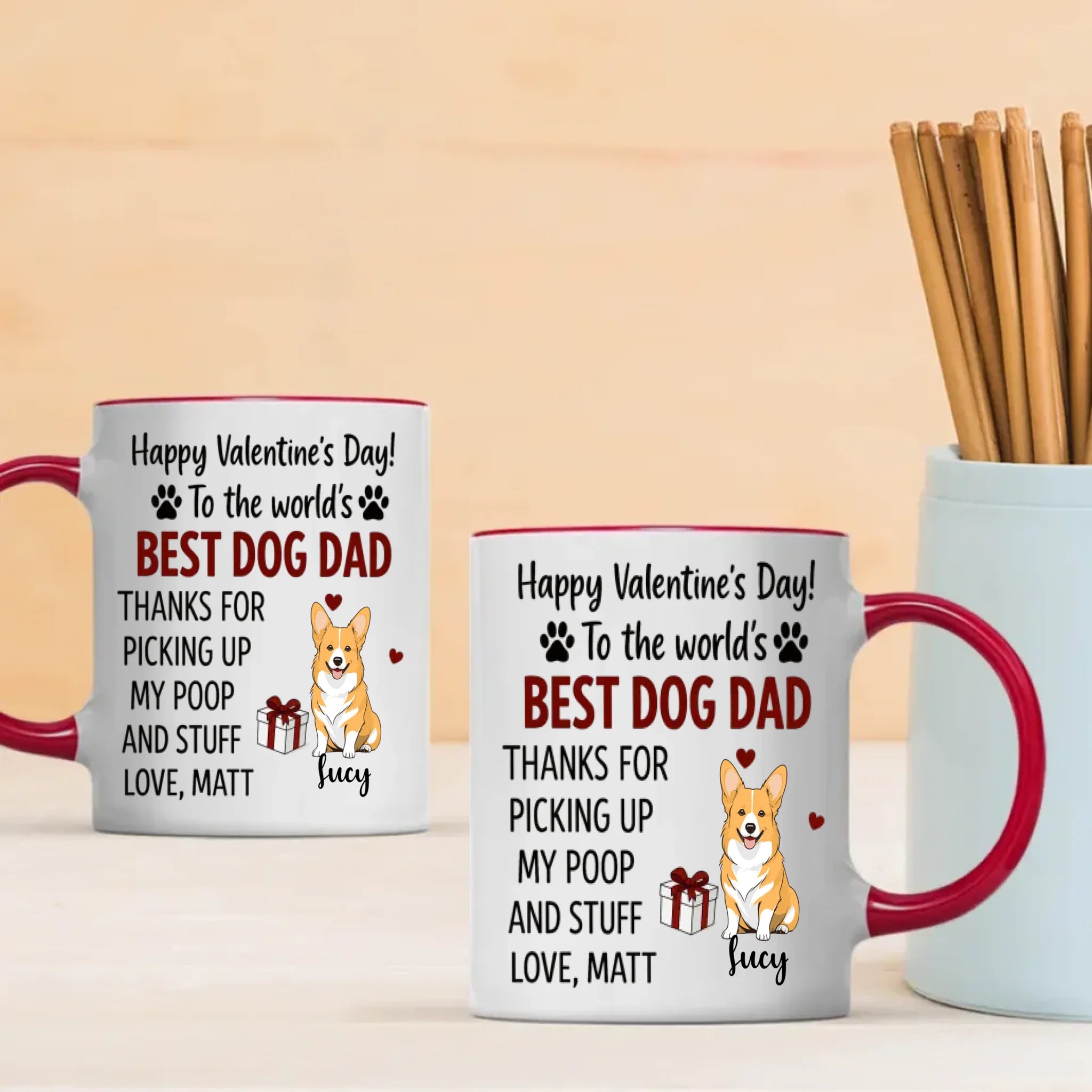 Funny Valentine’s Day Dog Lover Mug – Custom Pet Art Gift – 89Prints