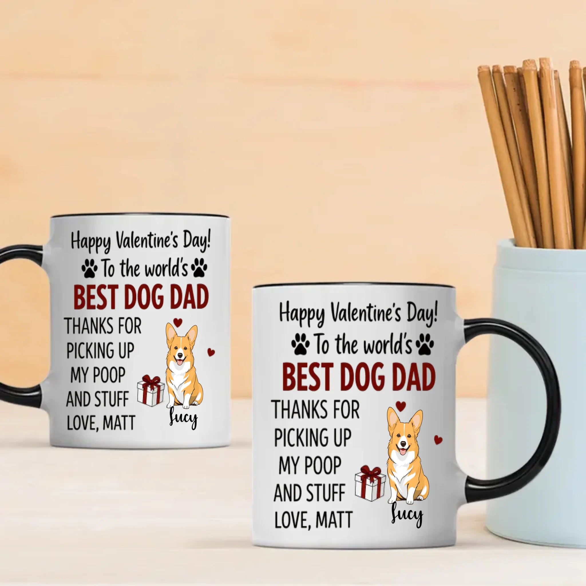 Funny Valentine’s Day Dog Lover Mug – Custom Pet Art Gift – 89Prints