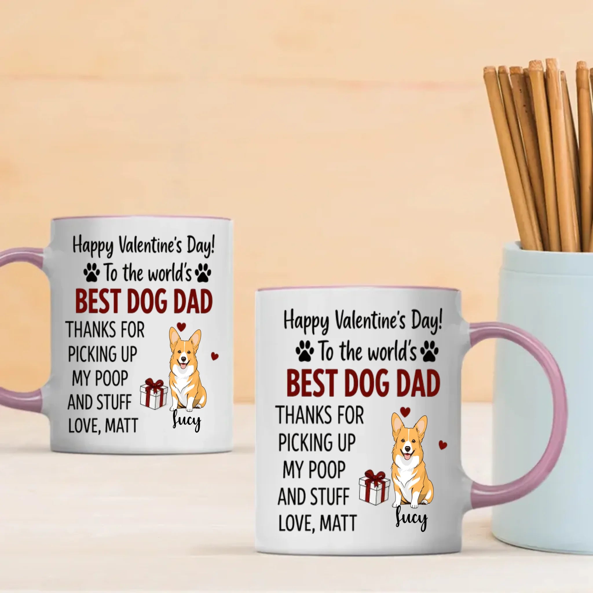 Funny Valentine’s Day Dog Lover Mug – Custom Pet Art Gift – 89Prints