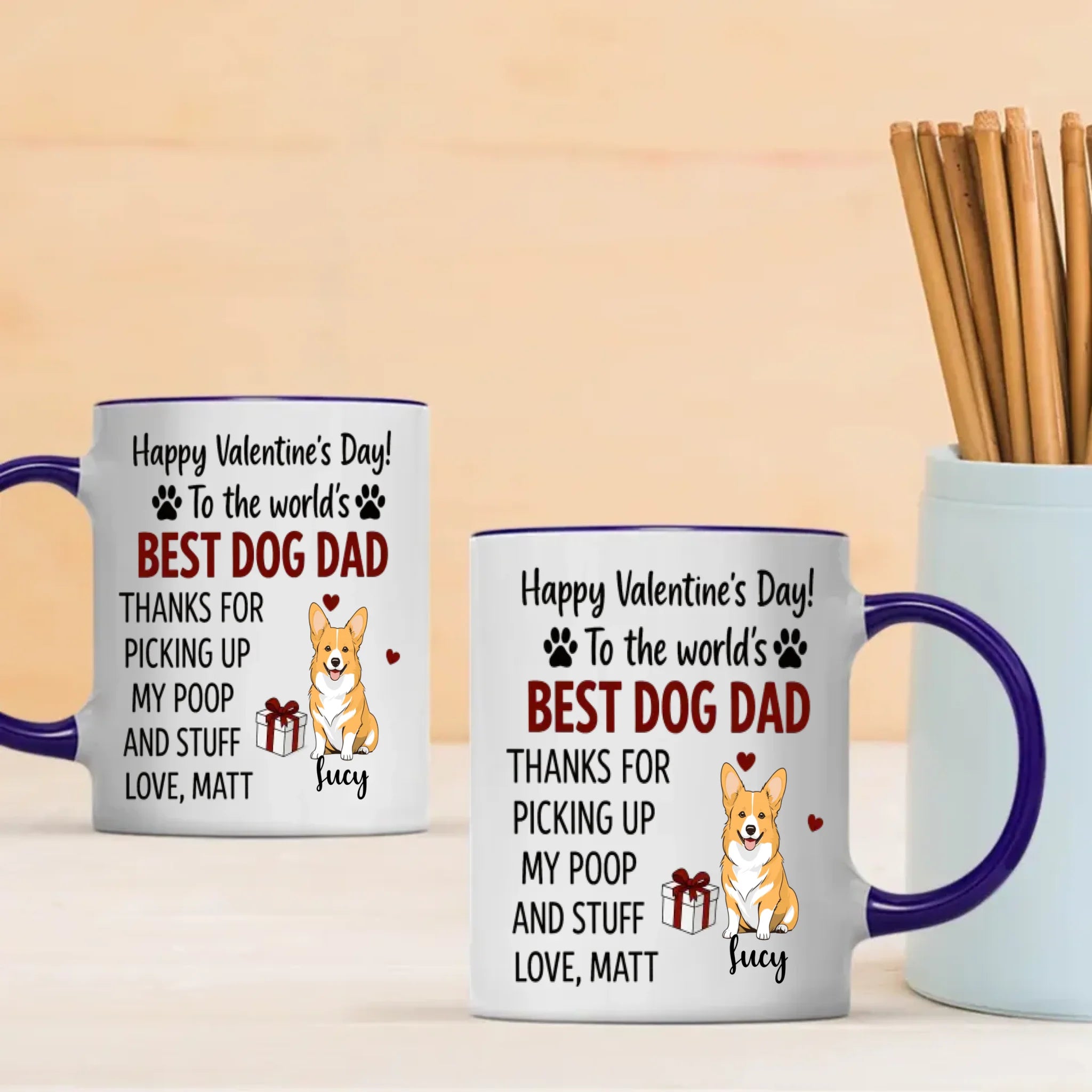 Funny Valentine’s Day Dog Lover Mug – Custom Pet Art Gift – 89Prints