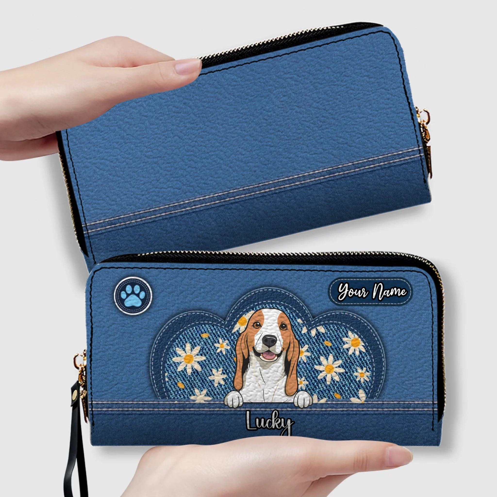 Personalized Pet Lover Wallet – Custom Multi-Pet Portrait Wallet | 89Prints