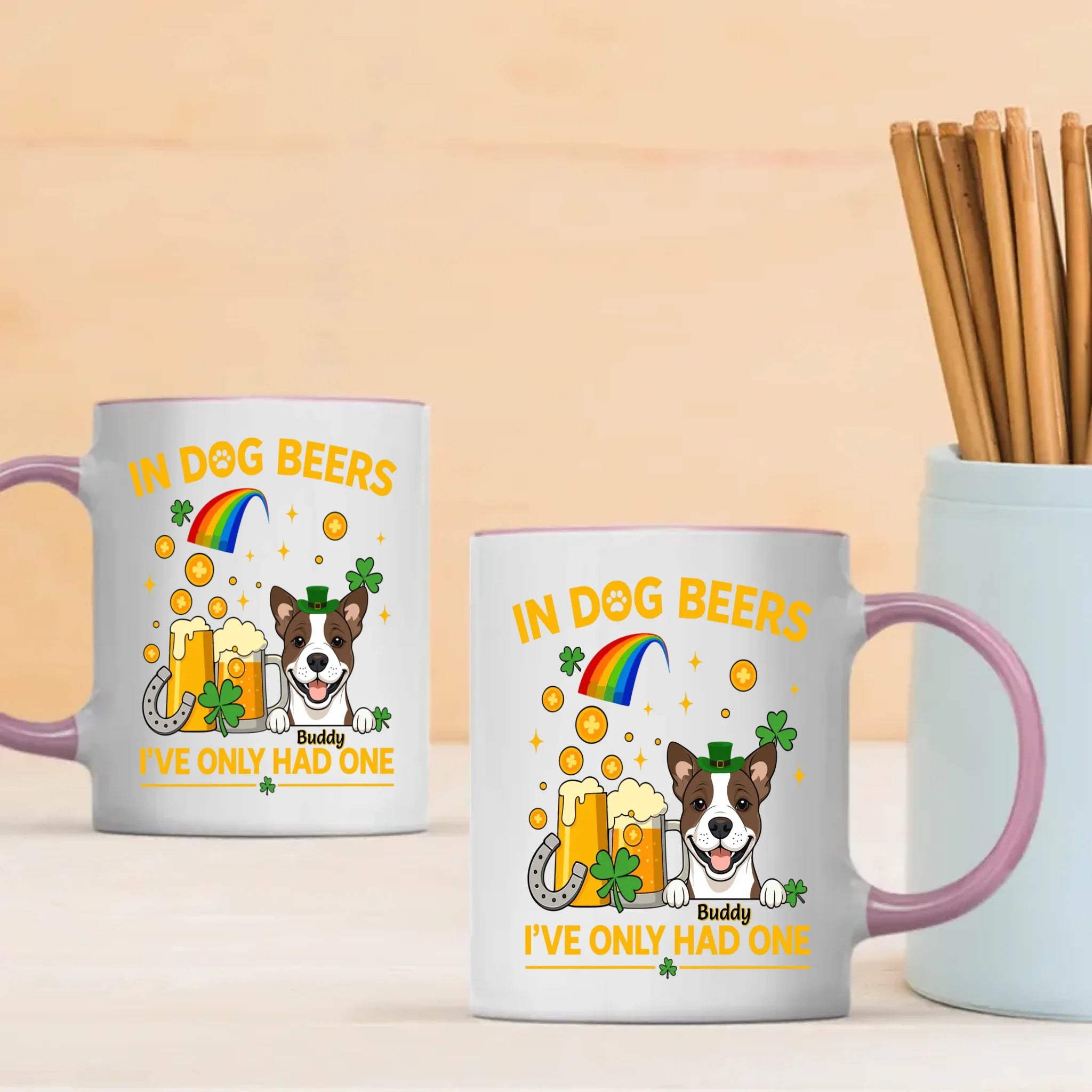 Rainbow St. Patrick’s Day Custom Dog & Cat Mug – Personalized Pet Name Gift – 89Prints