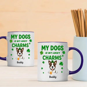 St. Patrick’s Day Custom Dog Mug – Personalized 1–3 Dogs with Shamrock – My Dogs Are My Lucky Charm – 89Prints