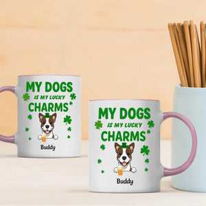 St. Patrick’s Day Custom Dog Mug – Personalized 1–3 Dogs with Shamrock – My Dogs Are My Lucky Charm – 89Prints