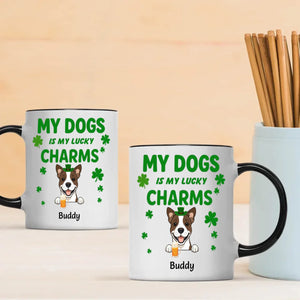 St. Patrick’s Day Custom Dog Mug – Personalized 1–3 Dogs with Shamrock – My Dogs Are My Lucky Charm – 89Prints