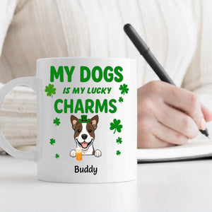 St. Patrick’s Day Custom Dog Mug – Personalized 1–3 Dogs with Shamrock – My Dogs Are My Lucky Charm – 89Prints