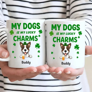 St. Patrick’s Day Custom Dog Mug – Personalized 1–3 Dogs with Shamrock – My Dogs Are My Lucky Charm – 89Prints