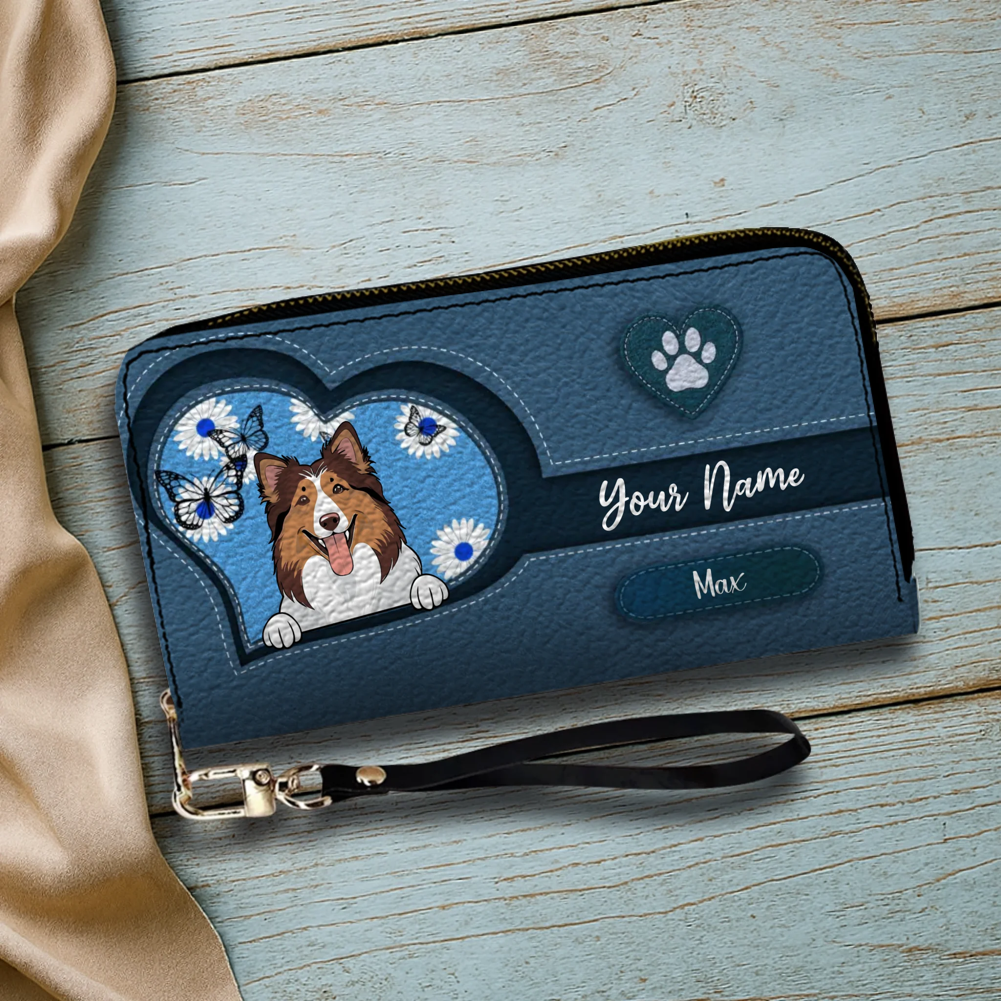 Custom Pet Sketch Wallet – Personalized Dog & Cat Line Art Wallet | 89Prints