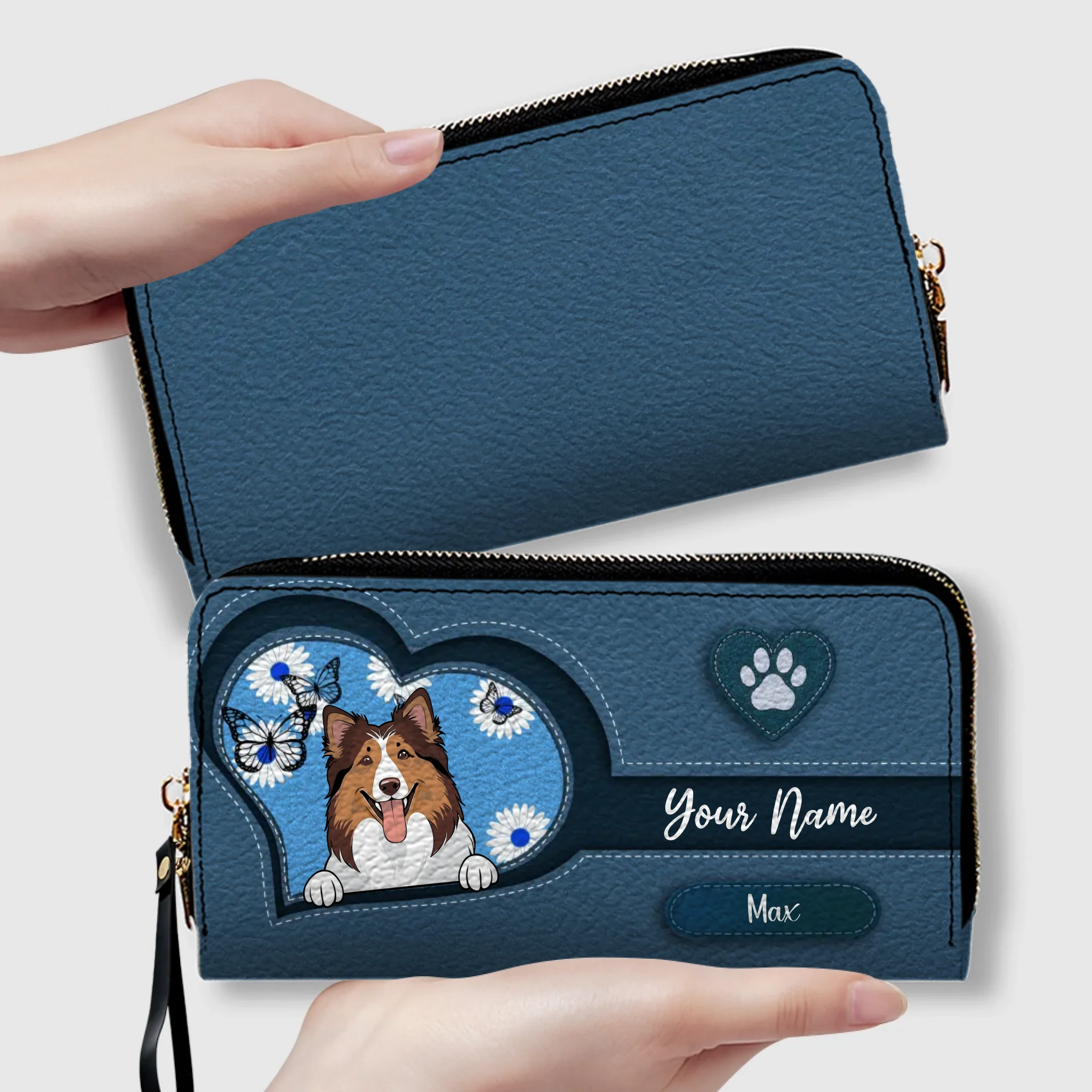 Custom Pet Sketch Wallet – Personalized Dog & Cat Line Art Wallet | 89Prints