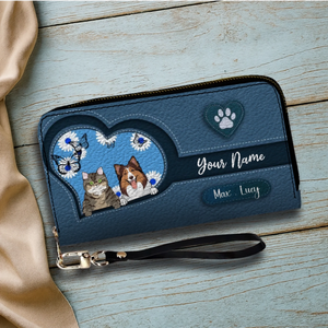 Custom Pet Sketch Wallet – Personalized Dog & Cat Line Art Wallet | 89Prints