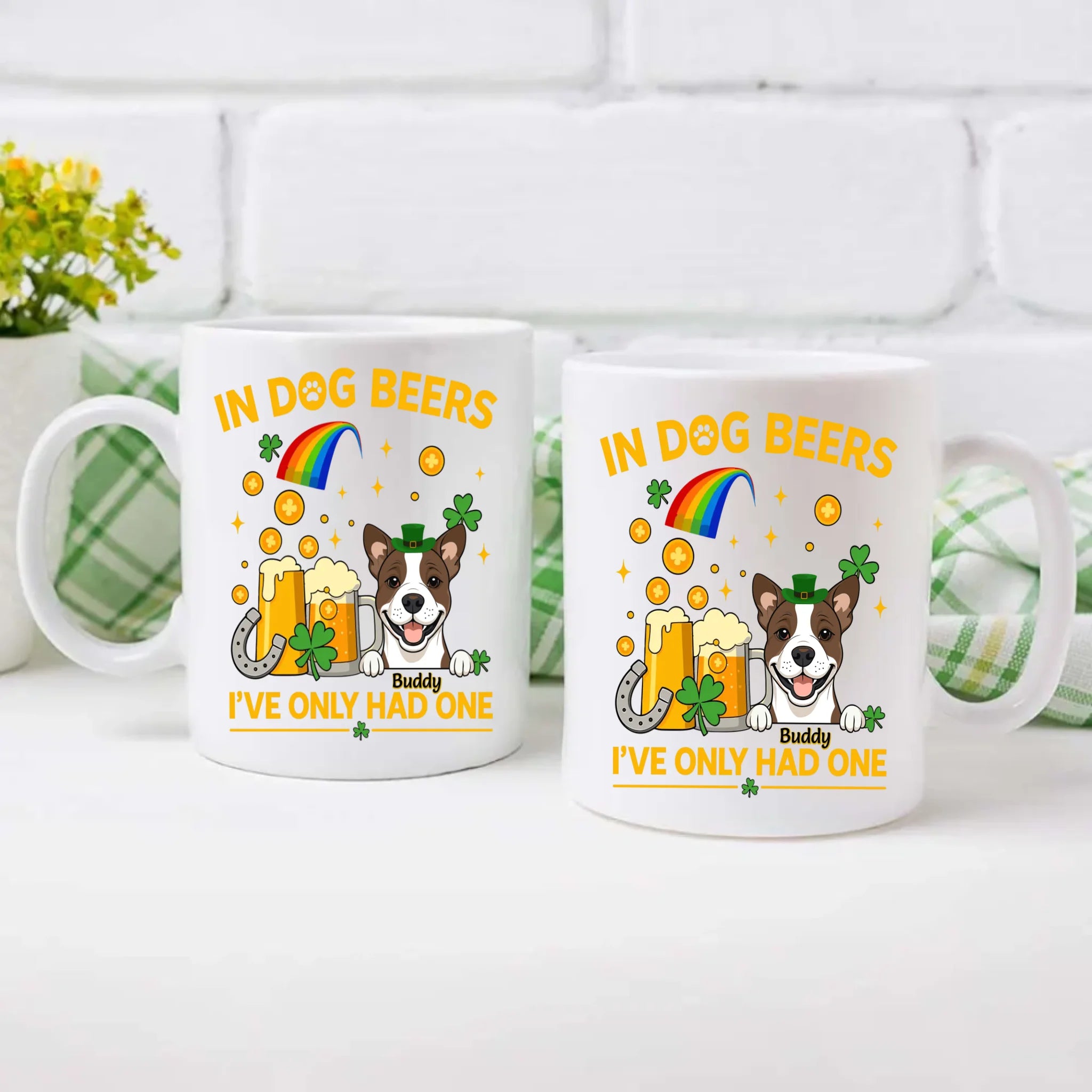 Rainbow St. Patrick’s Day Custom Dog & Cat Mug – Personalized Pet Name Gift – 89Prints