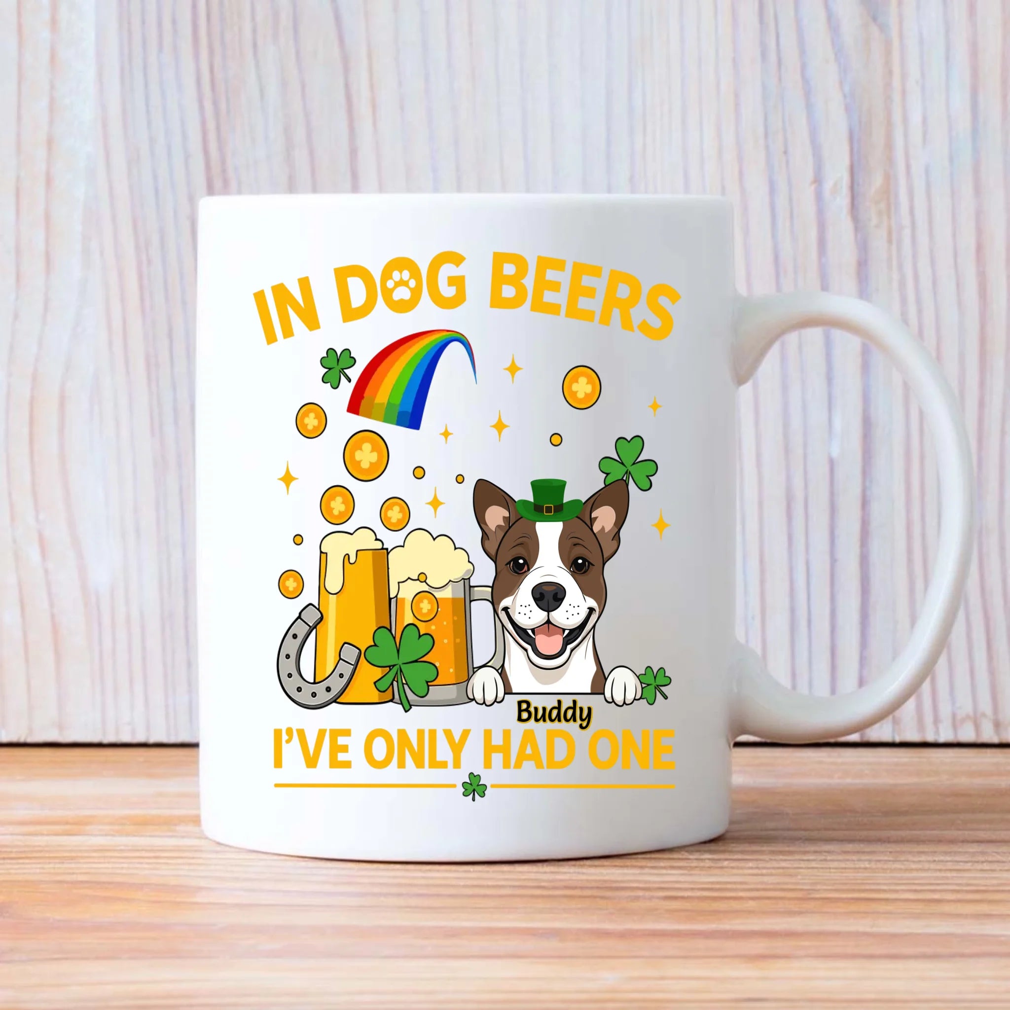 Rainbow St. Patrick’s Day Custom Dog & Cat Mug – Personalized Pet Name Gift – 89Prints