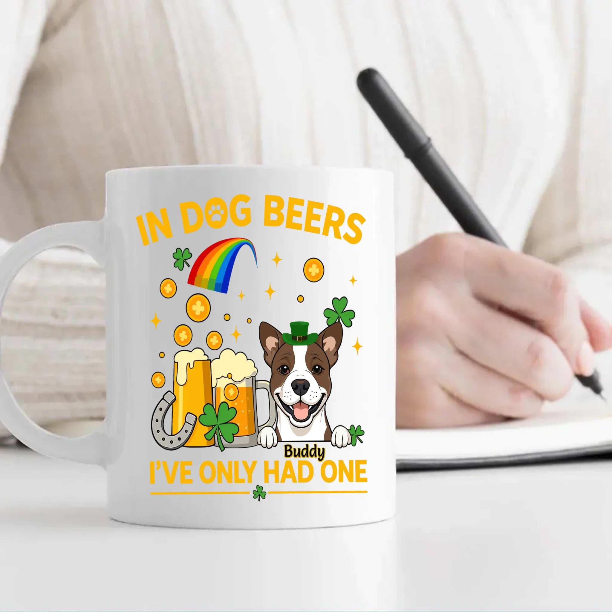 Rainbow St. Patrick’s Day Custom Dog & Cat Mug – Personalized Pet Name Gift – 89Prints
