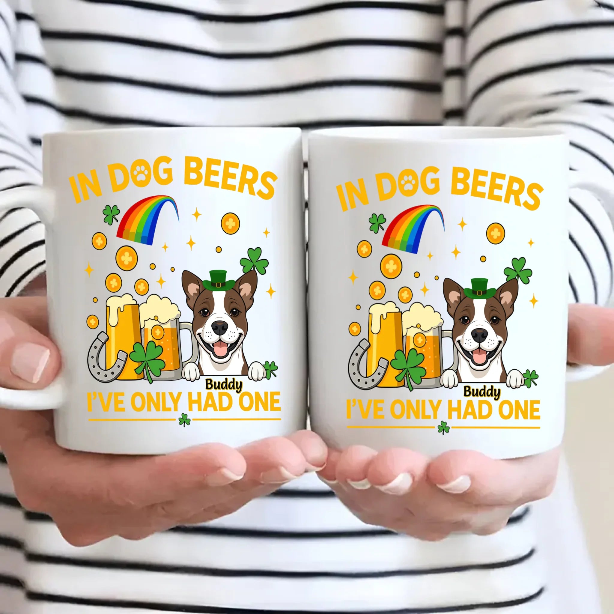 Rainbow St. Patrick’s Day Custom Dog & Cat Mug – Personalized Pet Name Gift – 89Prints