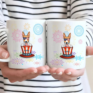 Personalized Fourth of July Dog Mug – Cute Patriotic Dogs with Custom Pet Names - 89Prints