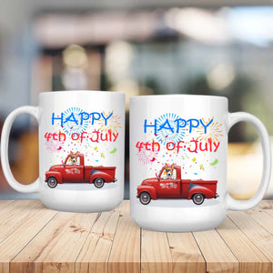 4th of July Red Truck Mug with Dog – Custom Independence Day Gift - 89Prints